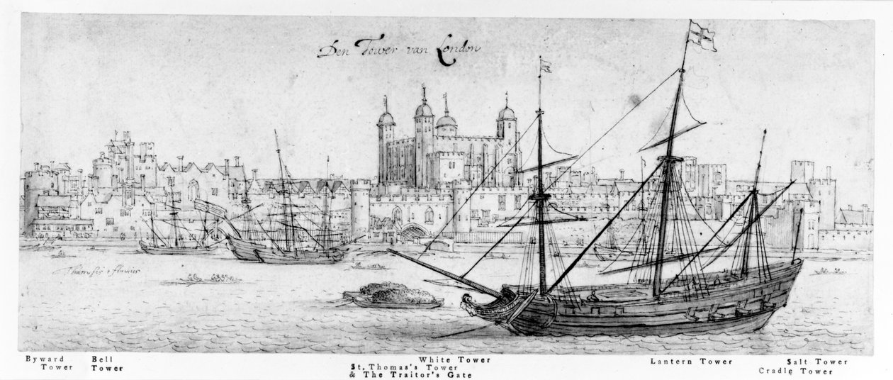 برج لندن ، c.1637-41 (قلم وحبر ، جرافيت ومرحاض على ورق) بواسطة وينسلوس هولار