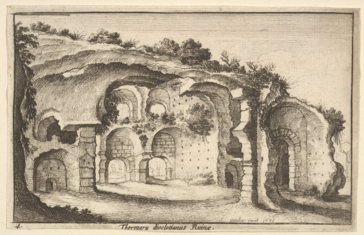 أطلال Thermaru diocletiani من حمامات Diocletian ، 1651. بواسطة وينسلوس هولار