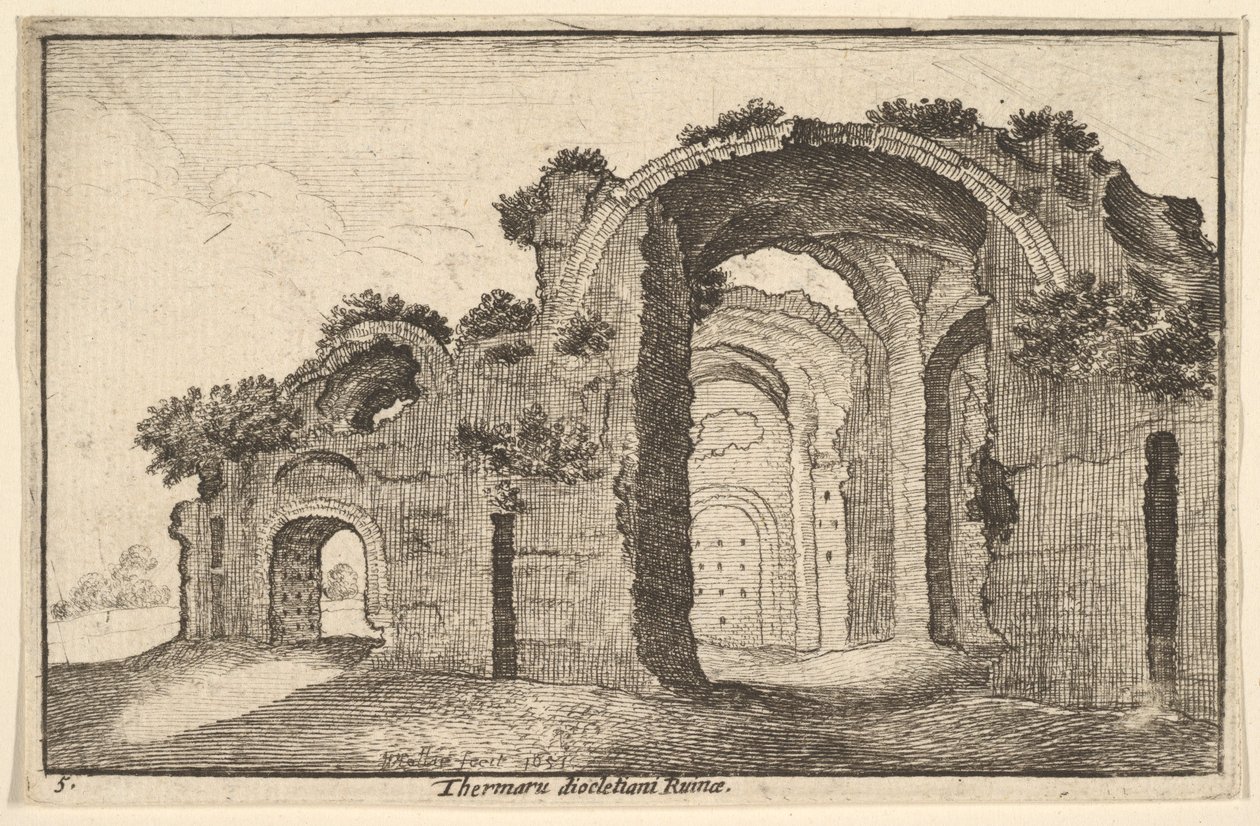 أطلال Thermaru diocletiani من حمامات Diocletian ، 1651. بواسطة وينسلوس هولار