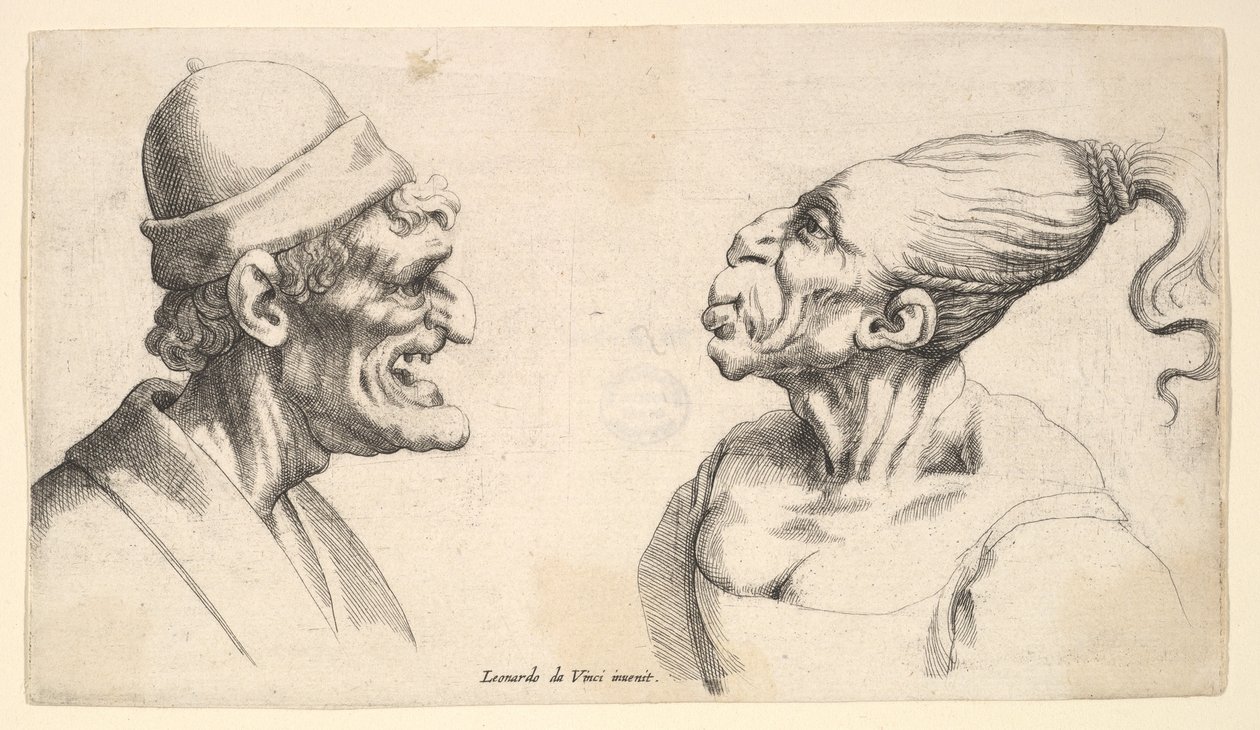 رأسان مشوهان ، 1625-77. بواسطة وينسلوس هولار