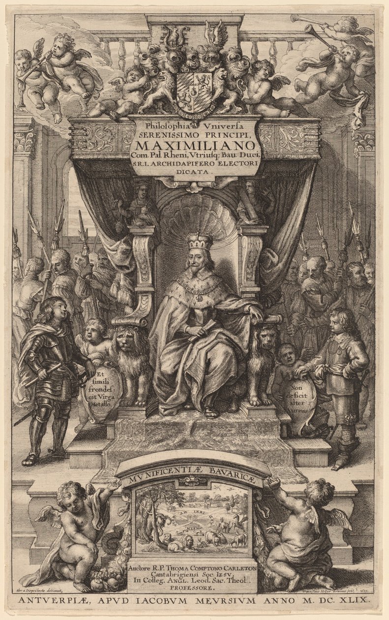 صفحة عنوان "فلسفة الكون" بواسطة Wenceslaus Hollar بعد Abraham van Diepenbeeck