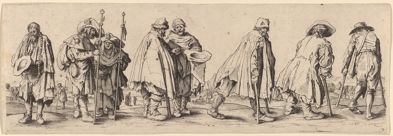 ثمانية متسولين بواسطة Wenceslaus Hollar بعد Jacques Callot
