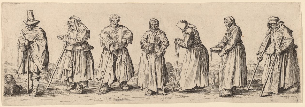 المتسولين من الرجال والنساء بواسطة Wenceslaus Hollar بعد Jacques Callot