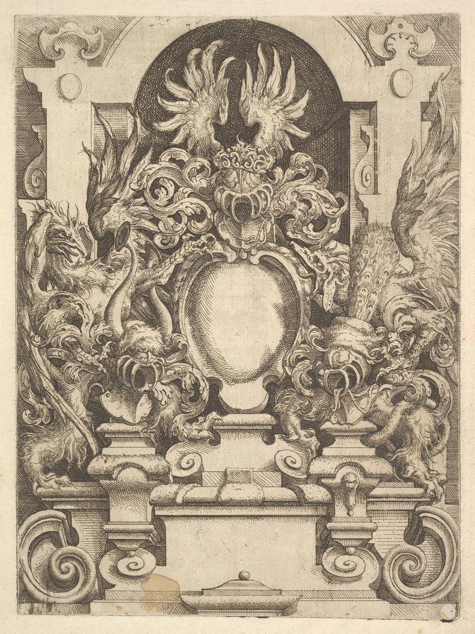 تصميم خرطوش ، لوحة من ديترلينز أركيتكتورا ، 1598. بواسطة Wendel Dietterlin الأكبر