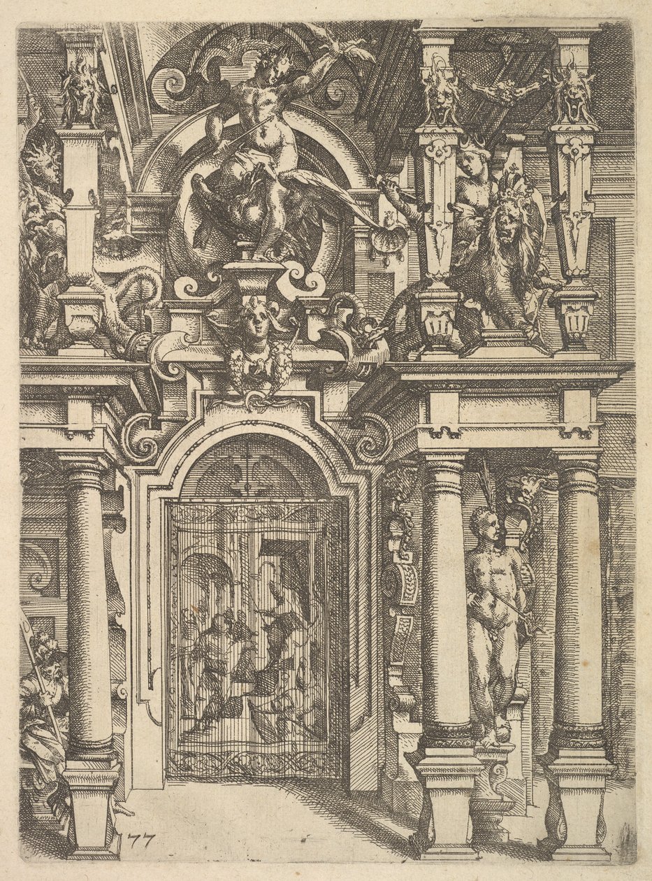 لوحة زخرفة من العمارة ، 1598. بواسطة Wendel Dietterlin الأكبر