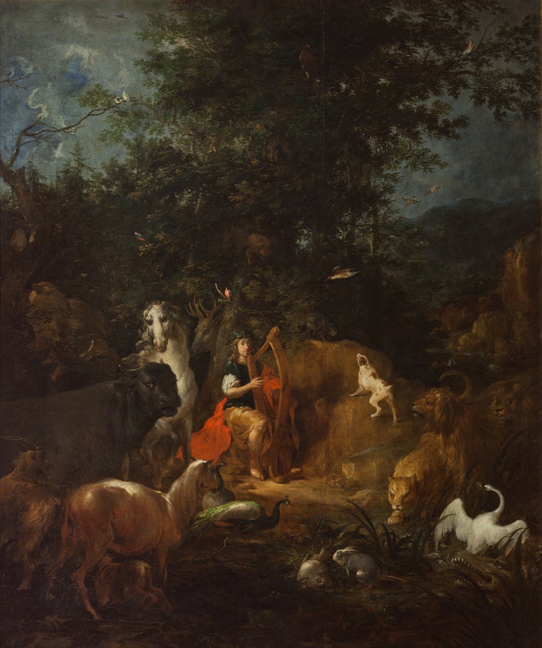 Orpheus مع الحيوانات في المناظر الطبيعية ، قبل 1720 بواسطة Wenzel Lorenz Reiner