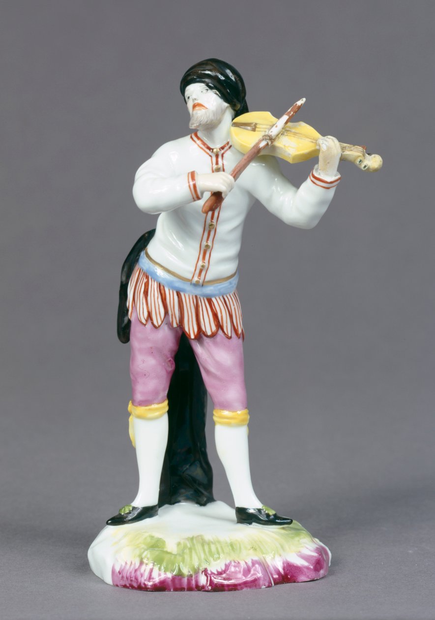 Harlequin يعزف على الكمان ، من مجموعة "Commedia dell&39;Arte" ، التي تنتجها Fuerstbischoefliche Fayencemanufaktur Fulda ، c.1770 (الخزف) بواسطة Wenceslas جديد