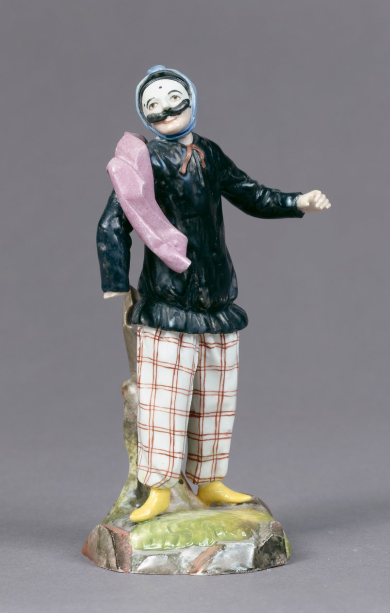 Harlequin مع حامل ، من مجموعة "Commedia dell&39;Arte" ، التي تنتجها Fuerstbischoefliche Fayencemanufaktur Fulda ، c.1770 (الخزف) بواسطة Wenceslas جديد