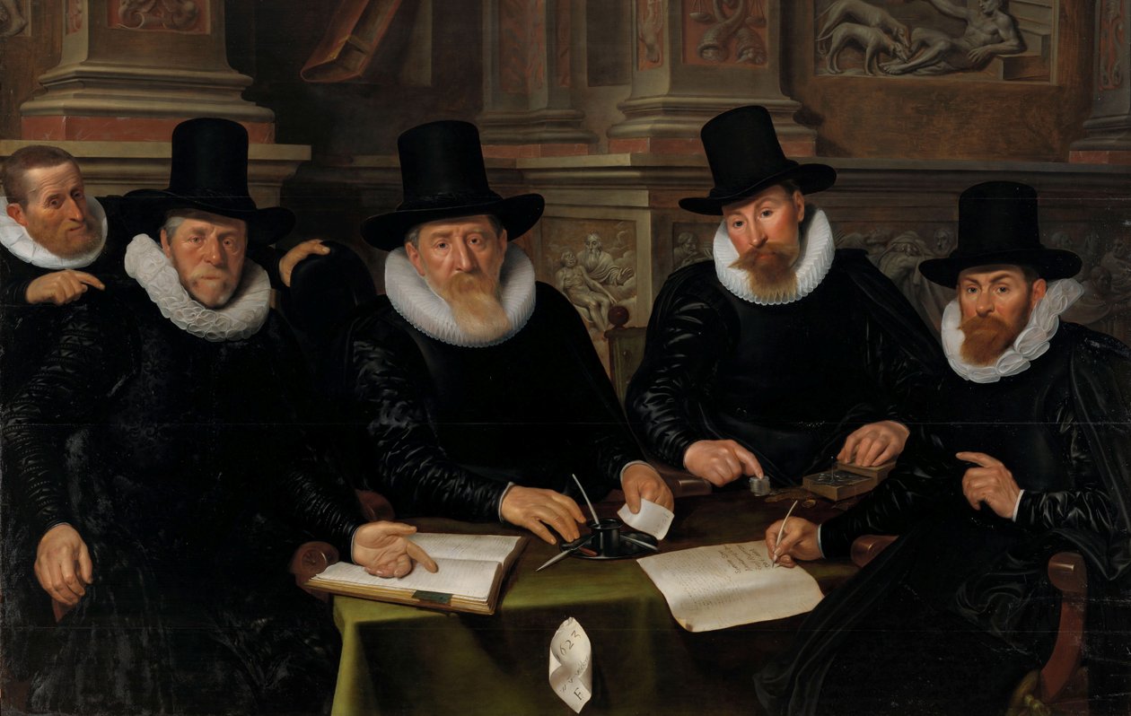 أربعة حكام و "أب المنزل" لجوء أمستردام البرصيين ، 1624 بواسطة Werner Jacobsz van den Valckert