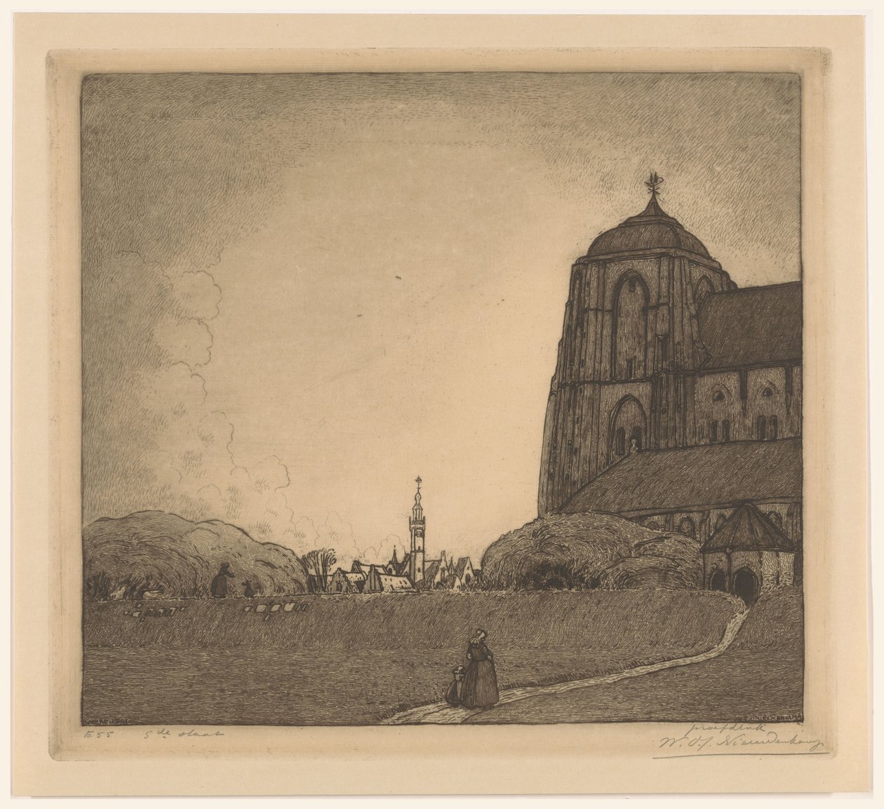 منظر Veere (العنوان الأصلي) بواسطة Wijnand Otto Jan Nieuwenkamp (توقيع الفنان)