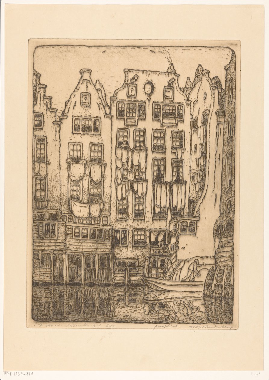 منازل القناة في Sint-Olofssteeg في أمستردام أمستردام (العنوان الأصلي) بواسطة Wijnand Otto Jan Nieuwenkamp (توقيع الفنان)