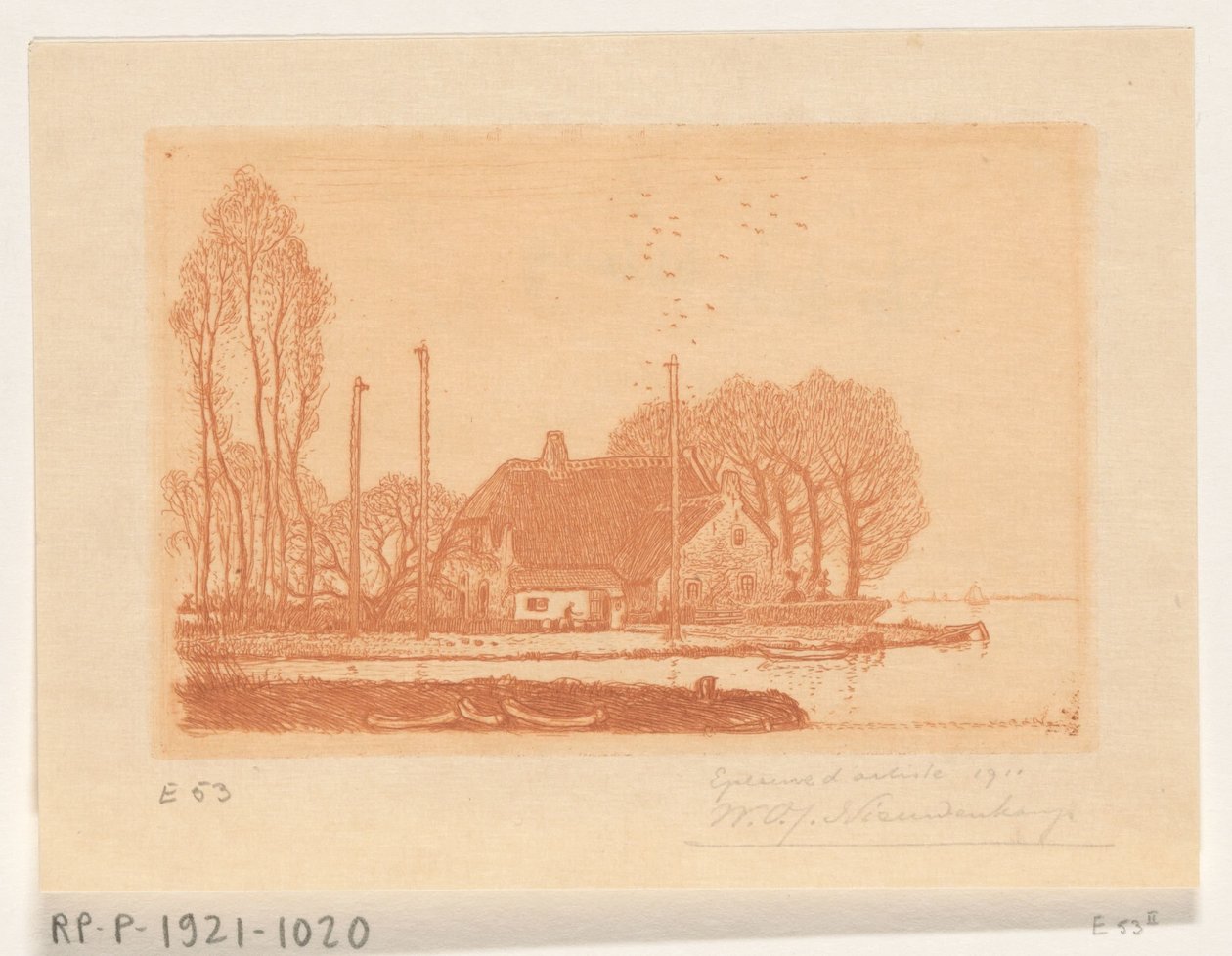 منزل على الماء في Oude Wetering The Old Wetering (العنوان الأصلي) بواسطة Wijnand Otto Jan Nieuwenkamp (توقيع الفنان)