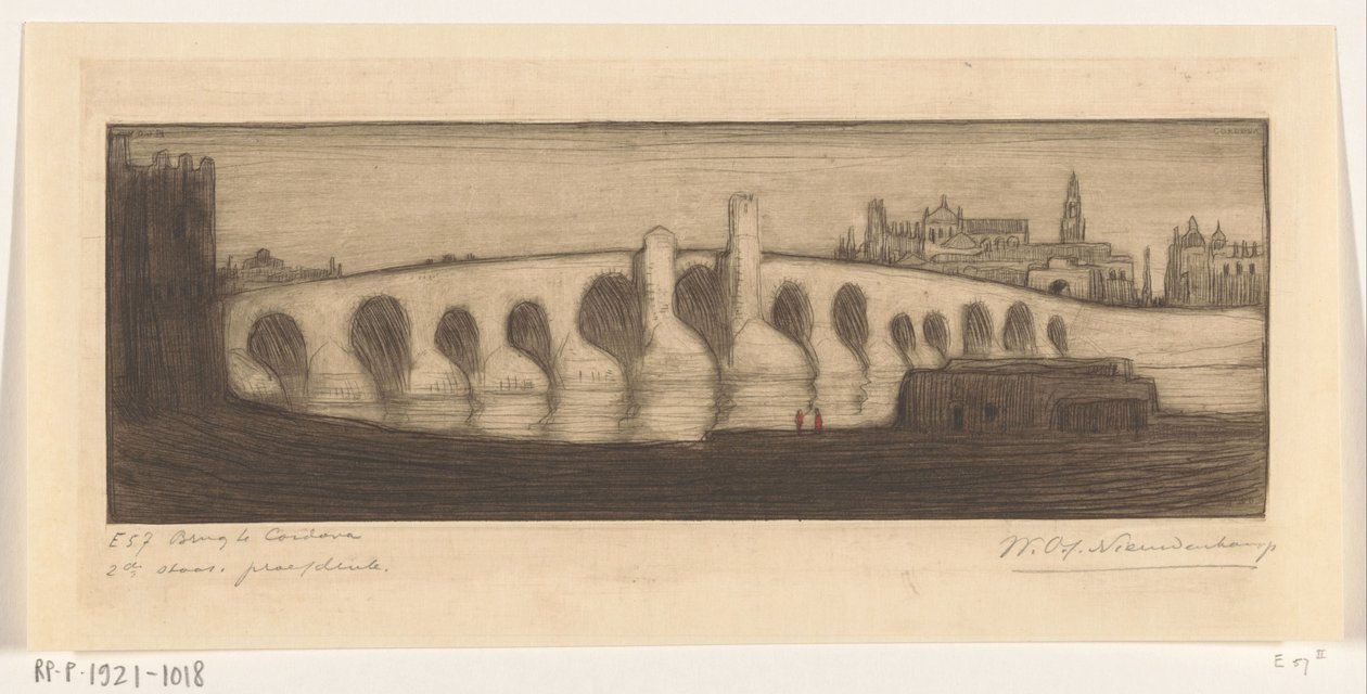 Brug Romeinse فوق الوادي الكبير في قرطبة بروغ تي كوردوفا (العنوان الأصلي) بواسطة Wijnand Otto Jan Nieuwenkamp (توقيع الفنان)