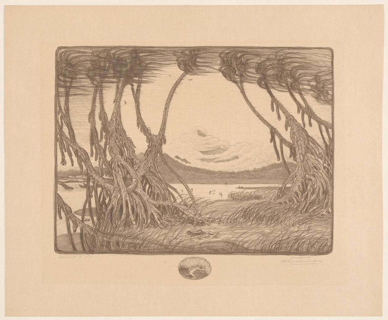 نسيم البحر ، الساحل الجنوبي لجاوا Zeewind I (العنوان الأصلي على الكائن) بواسطة Wijnand Otto Jan Nieuwenkamp (توقيع الفنان)