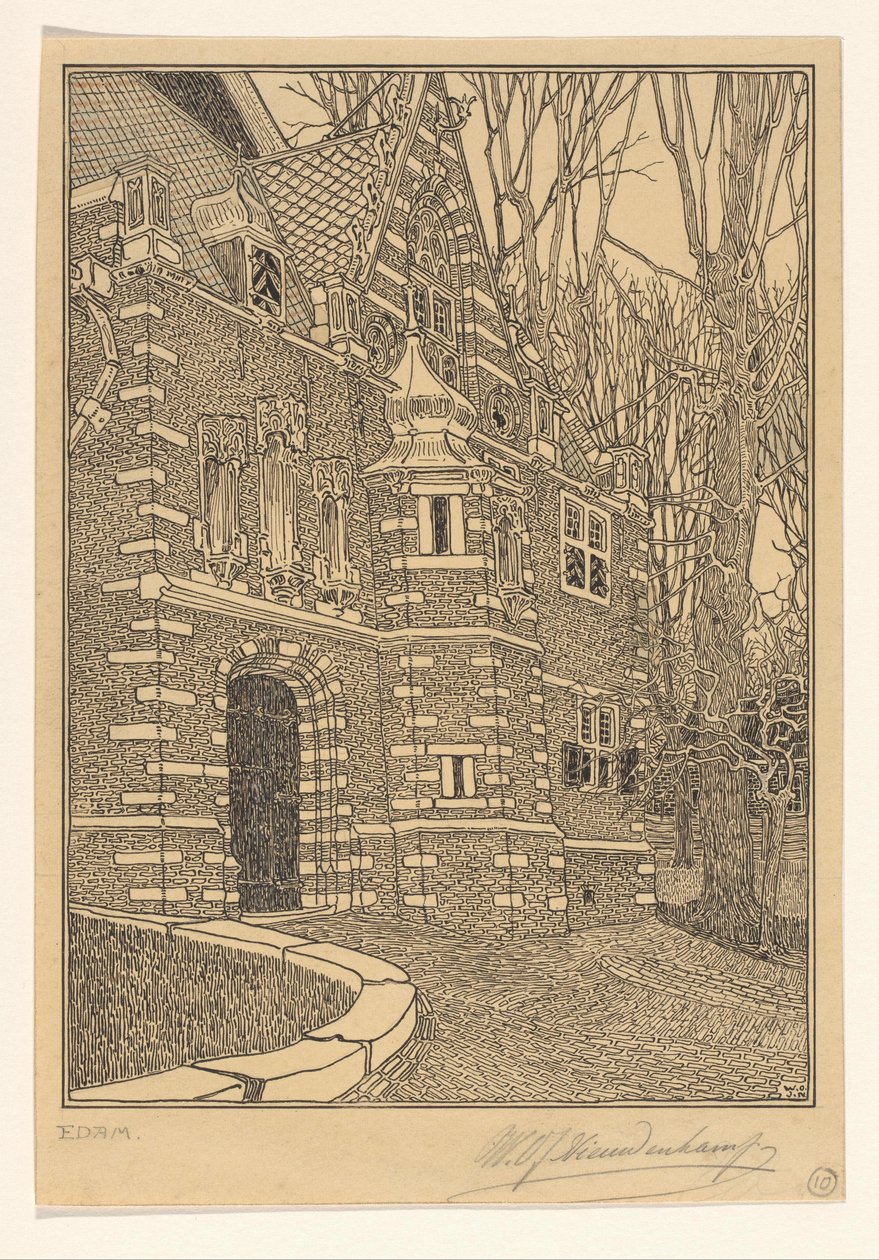 البوابة الجنوبية لـ Grote أو Sint-Nicolaaskerk في Edam بواسطة Wijnand Otto Jan Nieuwenkamp (توقيع الفنان)