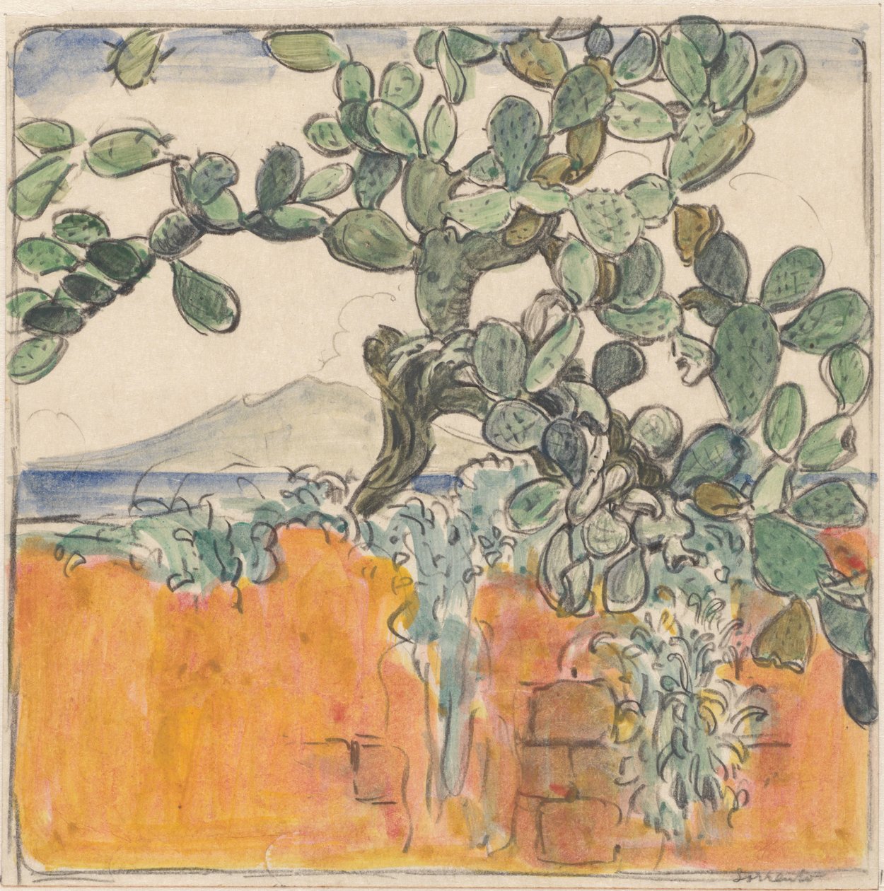 منظر بالصبار على جبل فيزوف من سورينتو بواسطة Wijnand Otto Jan Nieuwenkamp