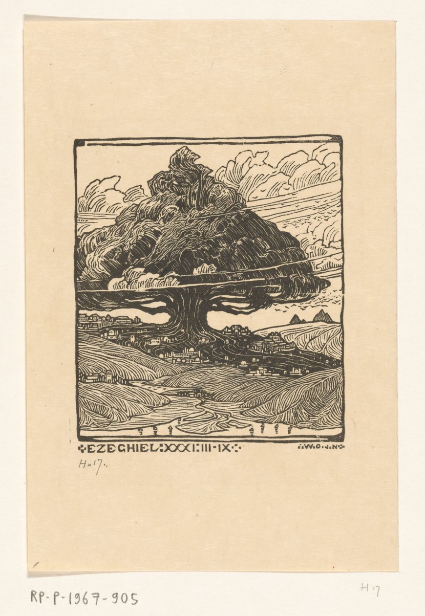 المدن تحت الأرز في المناظر الطبيعية الجبلية Dreamview of Ezekiel (العنوان الأصلي) بواسطة Wijnand Otto Jan Nieuwenkamp
