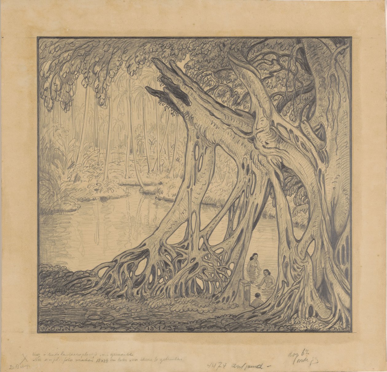 غابة استوائية بها حمامات سباحة بواسطة Wijnand Otto Jan Nieuwenkamp
