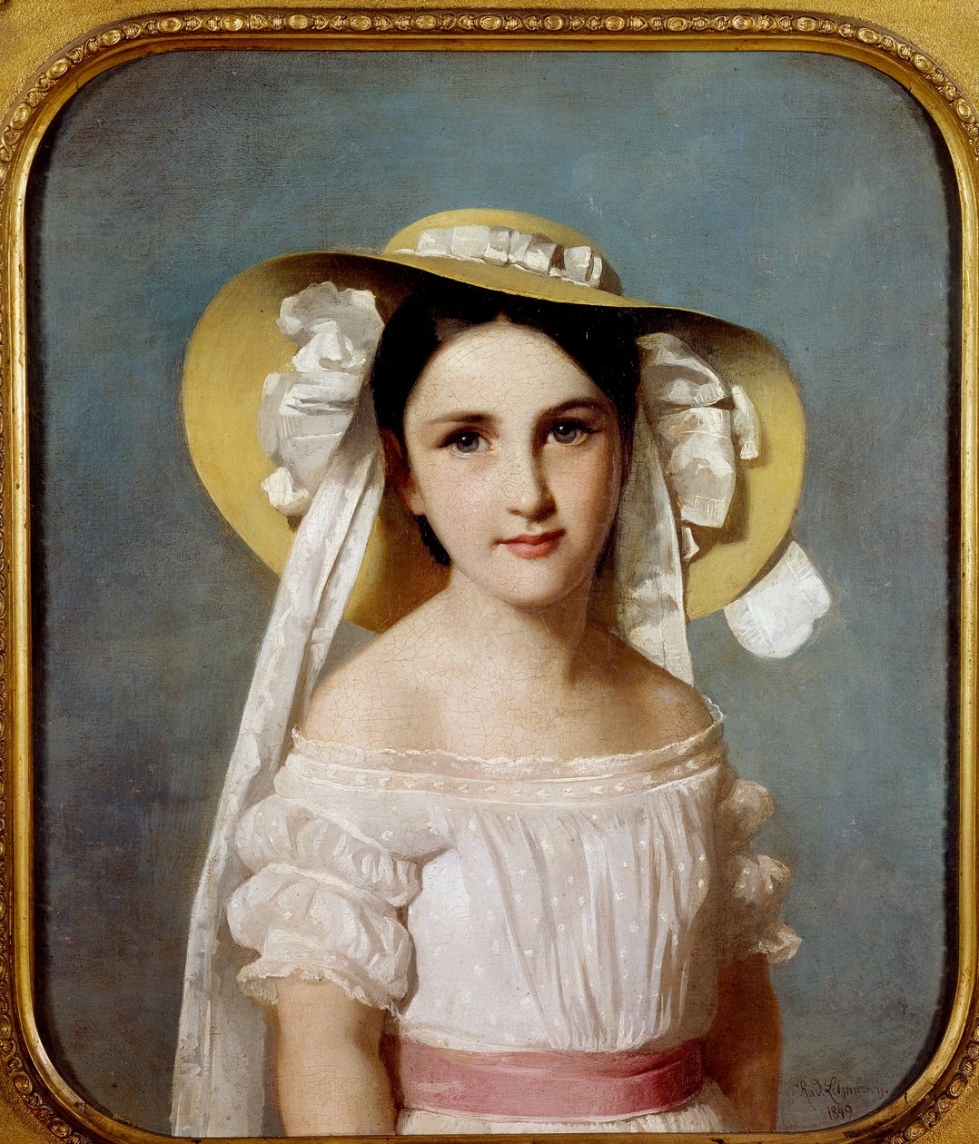 صورة الآنسة إميلي ليو. صورة لفتاة صغيرة. لوحة لوليم ليمان (1819-1905) بواسطة فيلهلم أوغست رودولف ليمان
