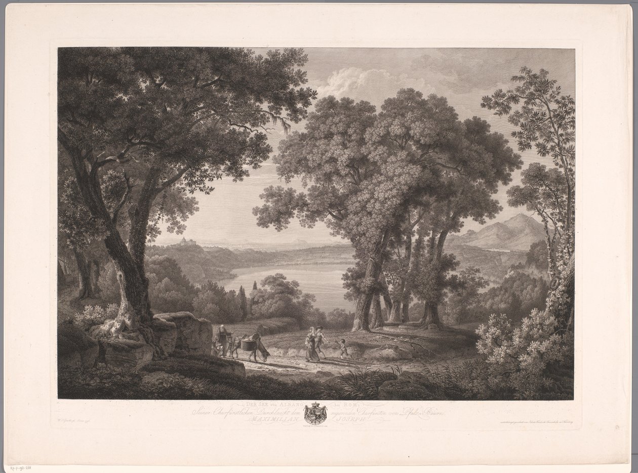 منظر لبحيرة ألبانو بالقرب من روما Der See von Albano dei Rom (العنوان على الكائن) بواسطة فيلهلم فريدريش جملين
