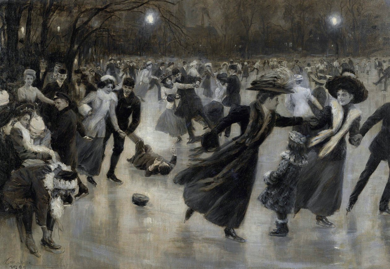"" Une fete sur la glace "(حفلة على الجليد) المتزلجون على الجليد لوحة رسمها فيلهلم غوس (1853-1916) بواسطة فيلهلم جوز
