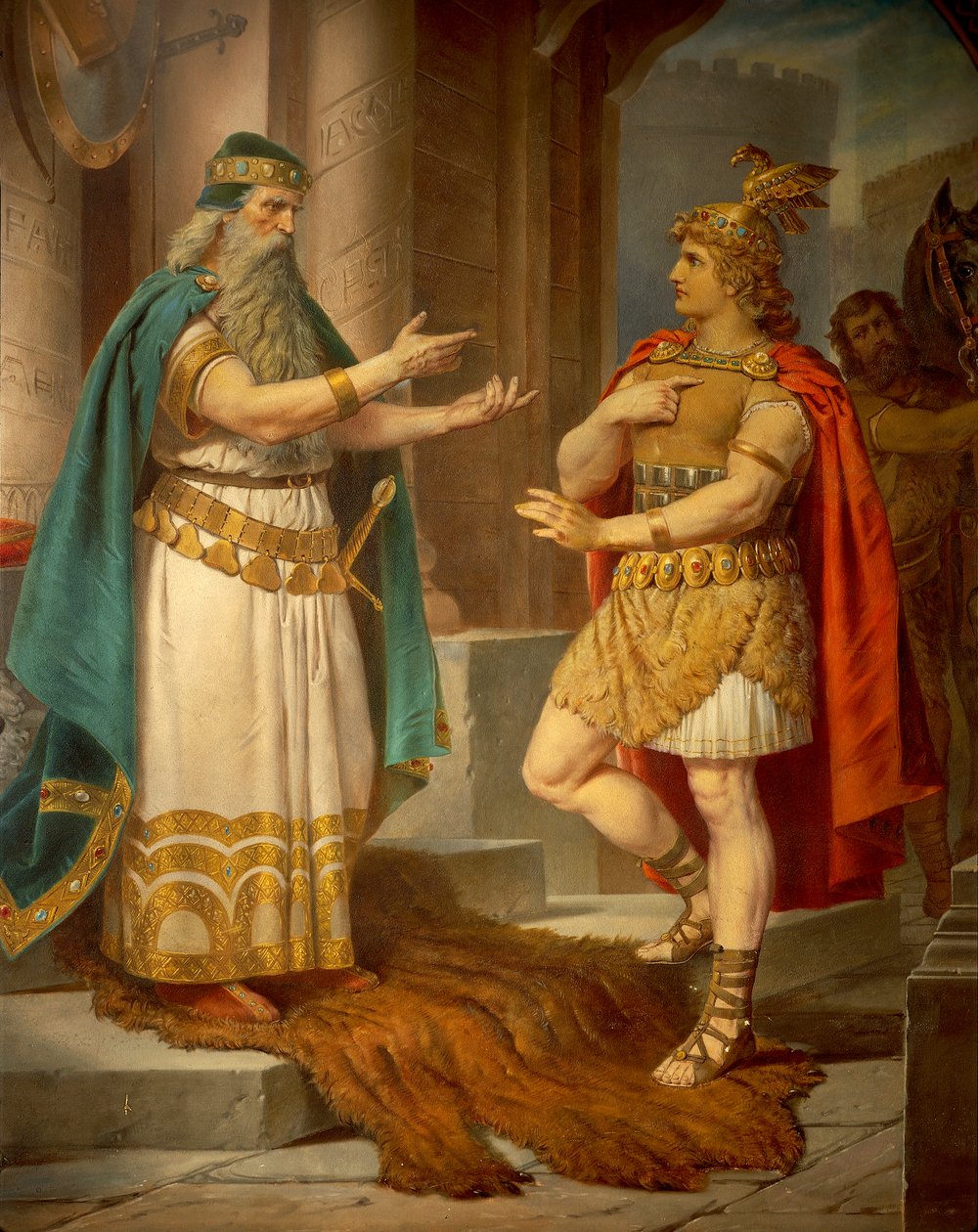 King Sigurd meets the wise hermit Grypin, from the Sigurd Saga, Lower Hall, c.1882-83 (mural) بواسطة فيلهلم هاوستشيلد