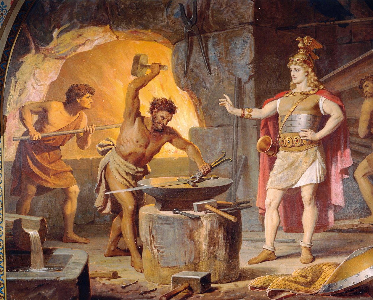 Sigurd goes to the dwarf Mime, from the Sigurd Saga, Lower Hall, c.1882-83 (mural) بواسطة فيلهلم هاوستشيلد