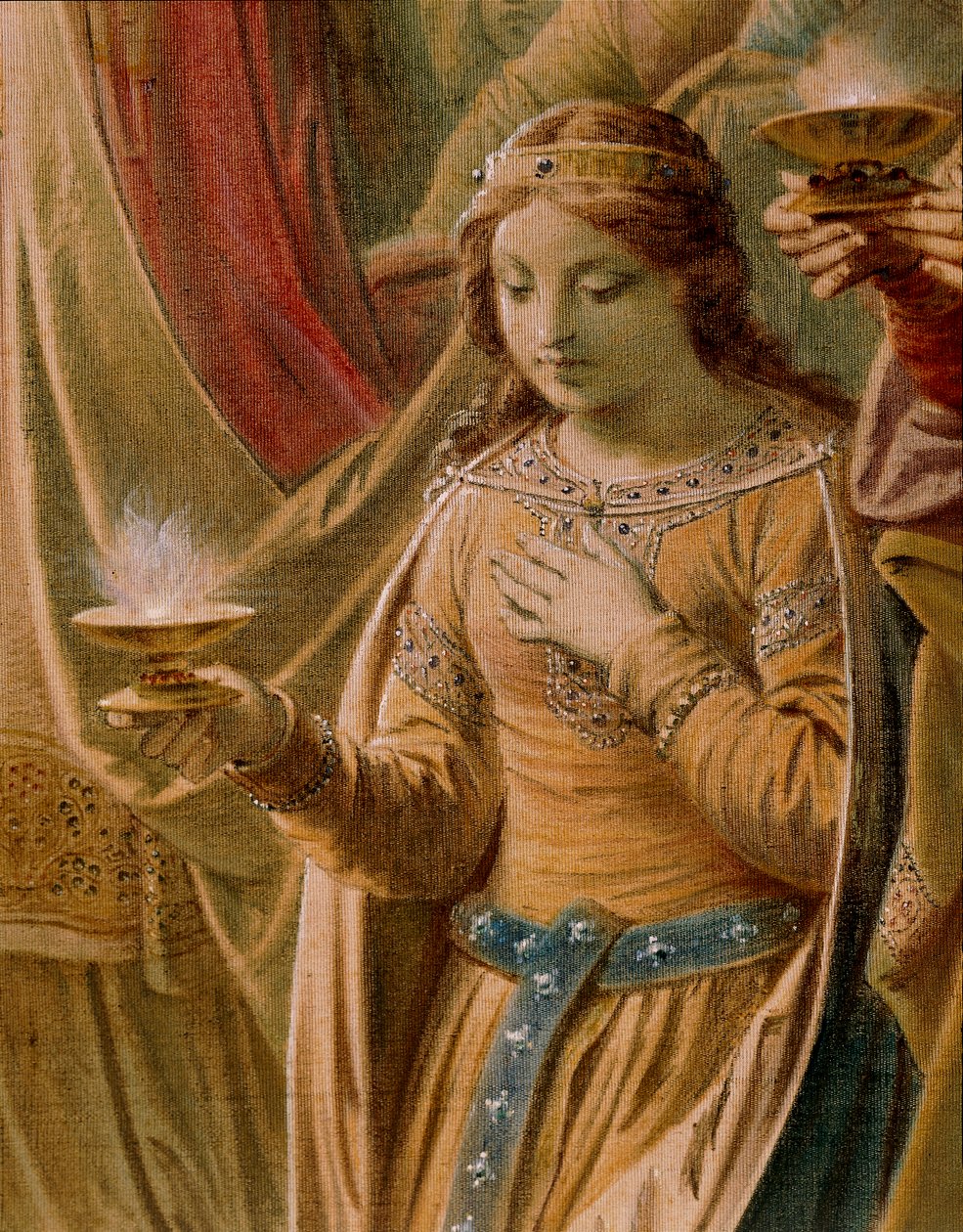 The Miracle of the Grail, from the Lohengrin Saga, Salon (oil on canvas) (detail of 419256) بواسطة فيلهلم هاوستشيلد