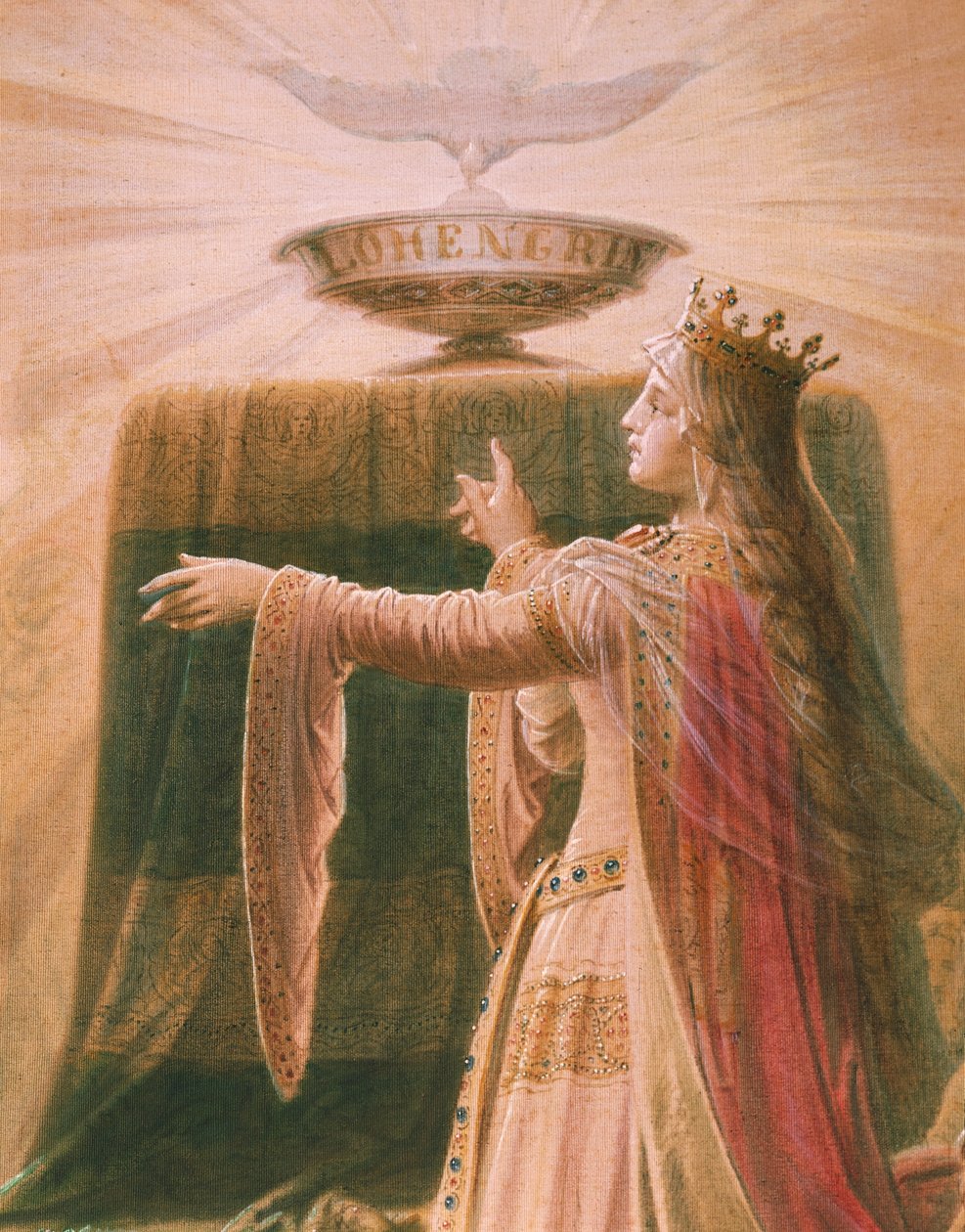 The Miracle of the Grail, from the Lohengrin Saga, Salon (oil on canvas) (detail of 419256) بواسطة فيلهلم هاوستشيلد