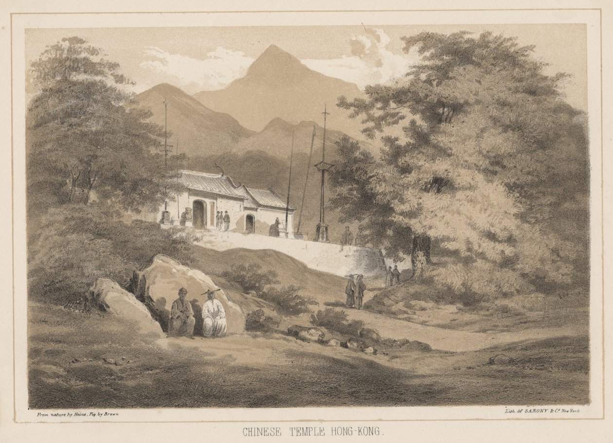 المعبد الصيني ، هونغ كونغ ، 1855 بواسطة فيلهلم جوزيف هاينه