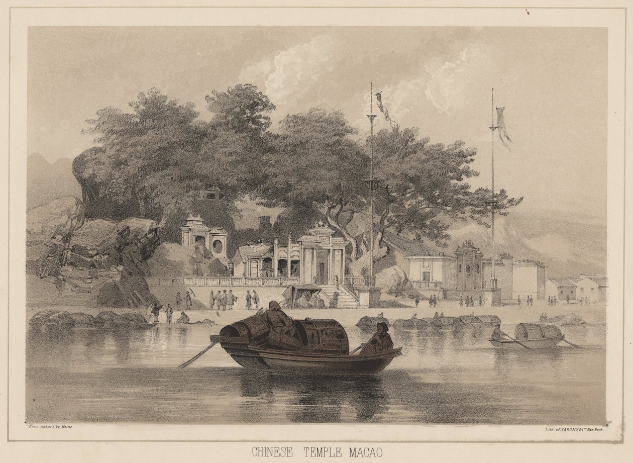 المعبد الصيني ، ماكاو ، 1855 بواسطة فيلهلم جوزيف هاينه