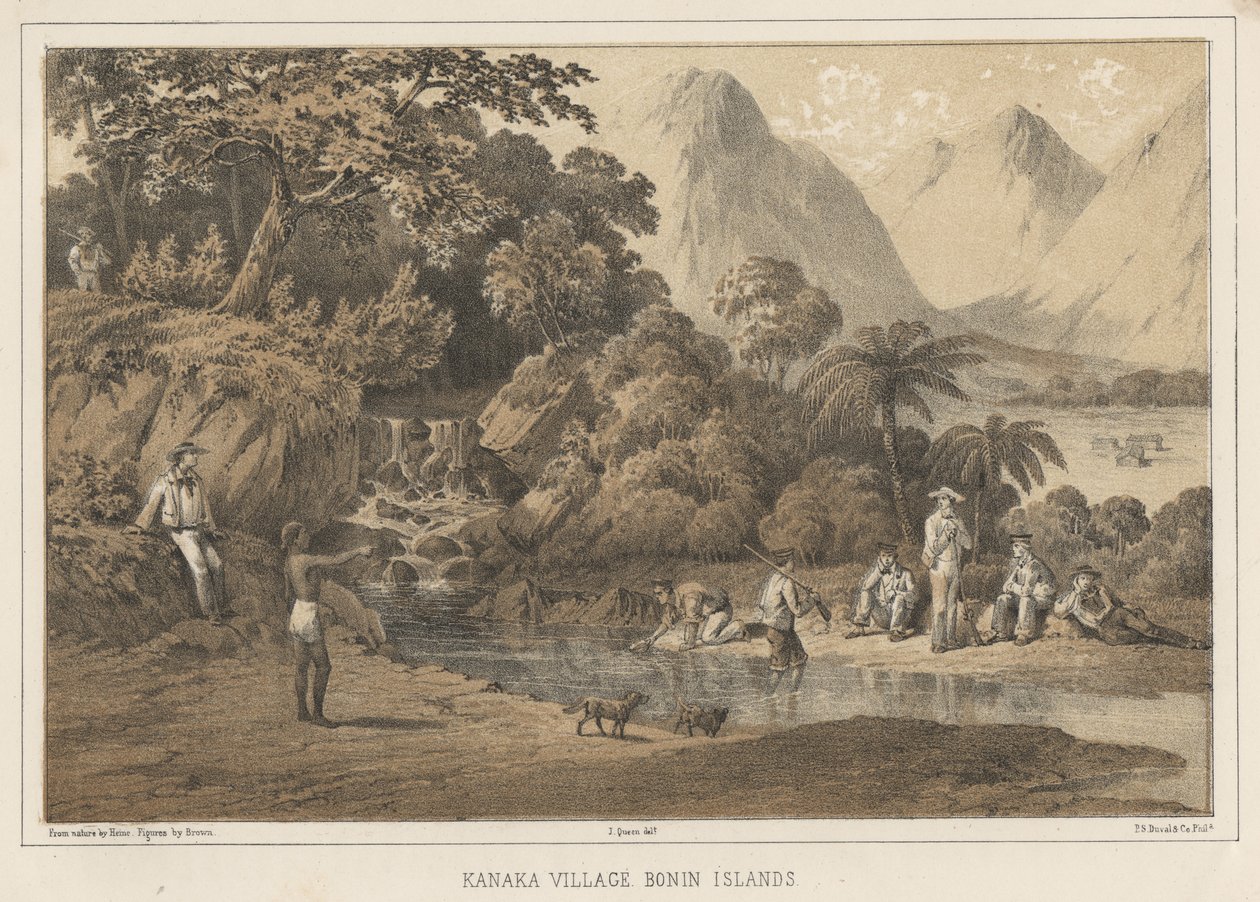 جزر Kanaka Village Bonin ، 1855 بواسطة فيلهلم جوزيف هاينه