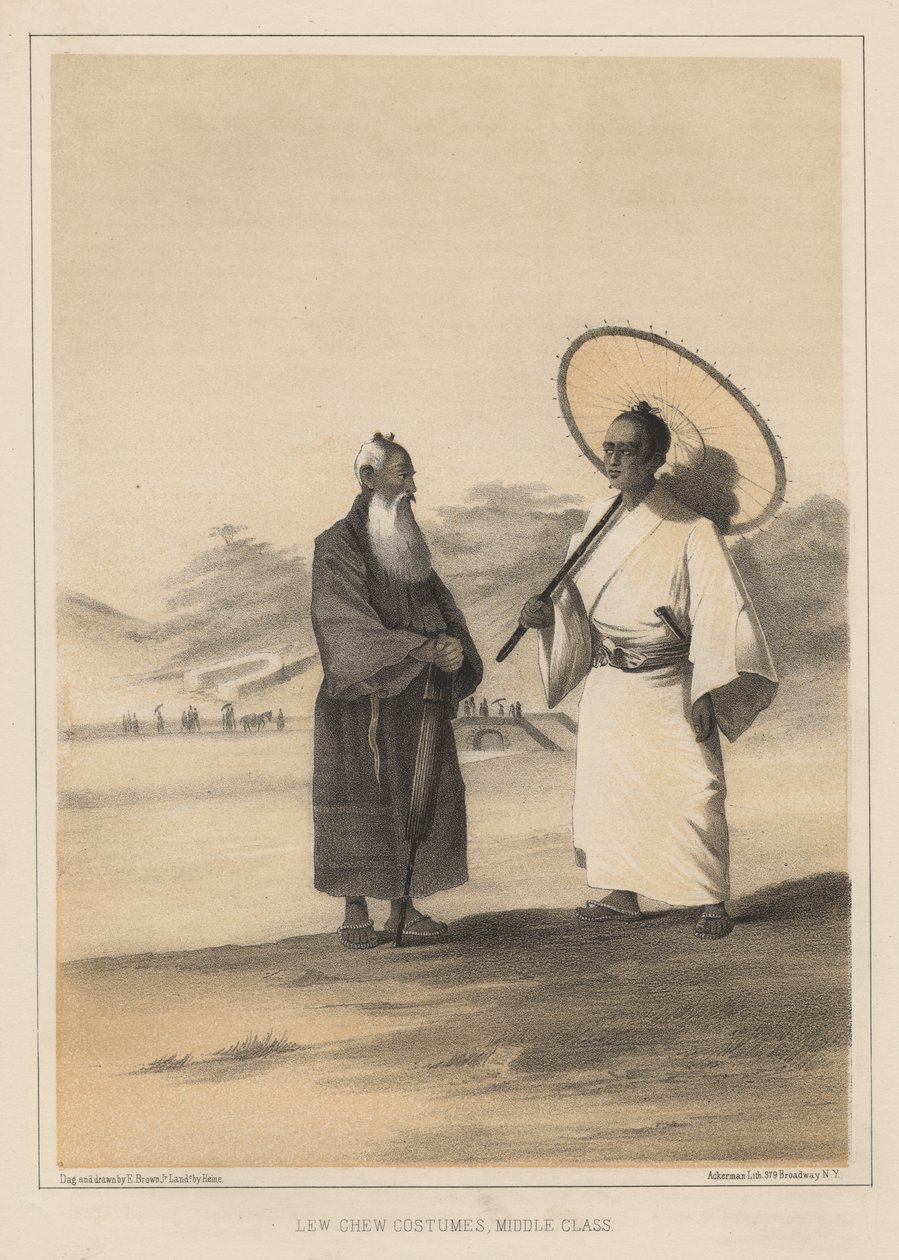 أزياء Lew Chew ، الطبقة الوسطى ، 1855 بواسطة فيلهلم جوزيف هاينه