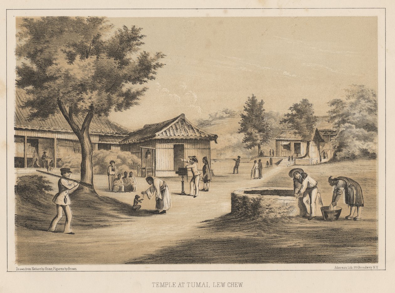 معبد في Tumai ، Lew Chew ، 1855 بواسطة فيلهلم جوزيف هاينه