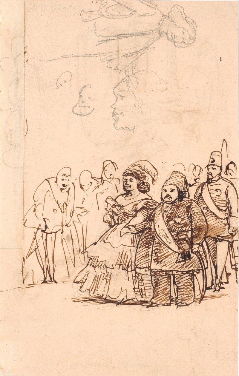 الأمير التركي محمد علي بدور فارس الكونتيسة دانر أثناء زيارته إلى كوبنهاغن ، مايو 1859 بواسطة فيلهلم مارستراند