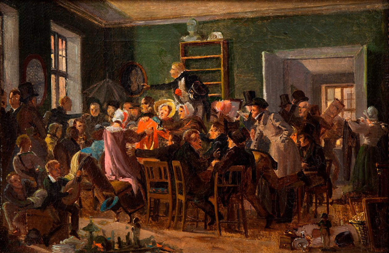مشهد من مزاد عام 1835. بواسطة فيلهلم نيكولاي مارستراند