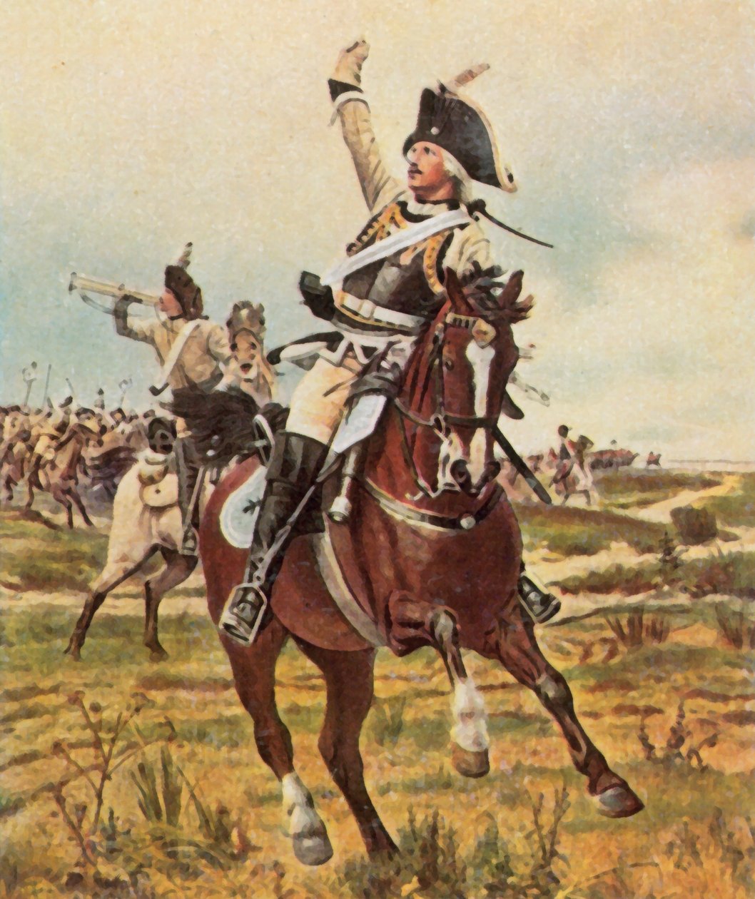 الجنرال سيدليتز يعطي إشارة الهجوم في روسباخ، 5 نوفمبر 1757 (صورة حجرية ملونة محسنة) بواسطة 