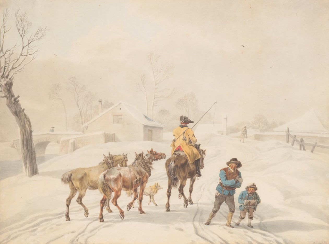Postilion على حصان في منظر شتوي ، كاليفورنيا. 1798. بواسطة فيلهلم فون كوبيل