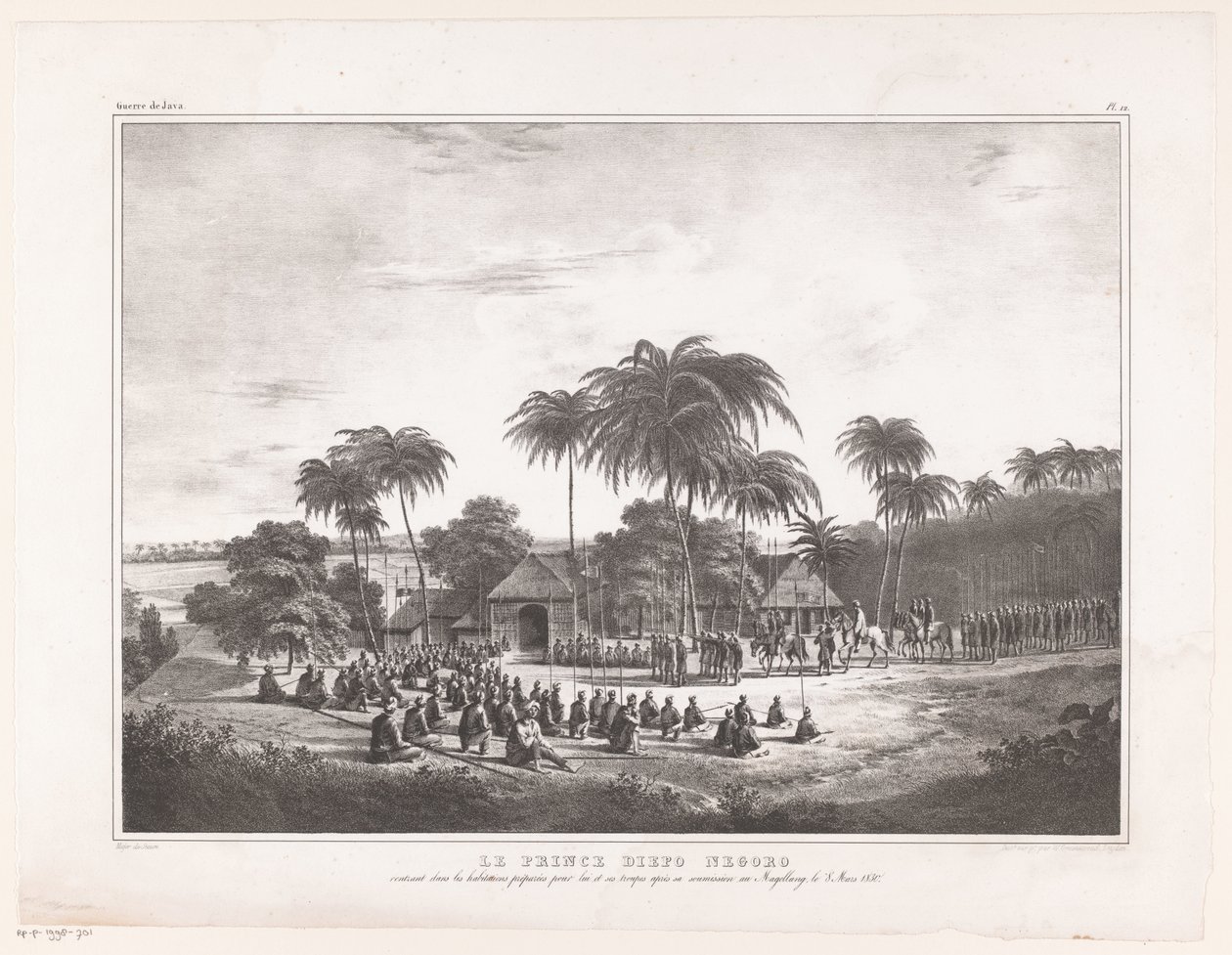 Aankomst van Prins Diepo Black في MagelangLe Prince Diepo Black (العنوان على الكائن) مذكرات أطلس حول حرب جزيرة جاوة 1825 إلى 1830 (عنوان السلسلة) بواسطة فيلهلموس فان جروينود