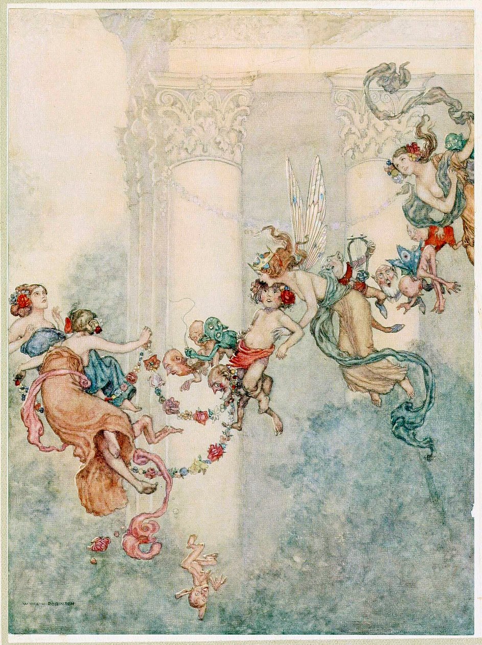 عفريت: لم يكن لديها مثل هذا التغيير اللطيف ، من حانة A Midsummer Nights Dream. 1914. بواسطة ويليام هيث روبنسون