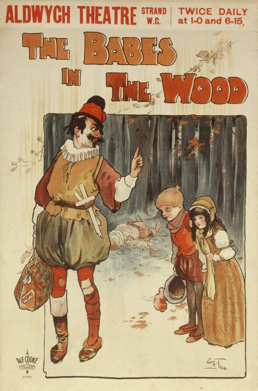 ملصق إعلاني عن أداء The Babes in the Wood في مسرح الدويك بواسطة سوف يصحح
