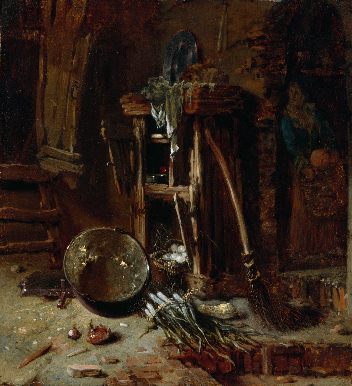 ركن المطبخ ، c.1642-44 (زيت على لوح خشبي) بواسطة فيليم كالف