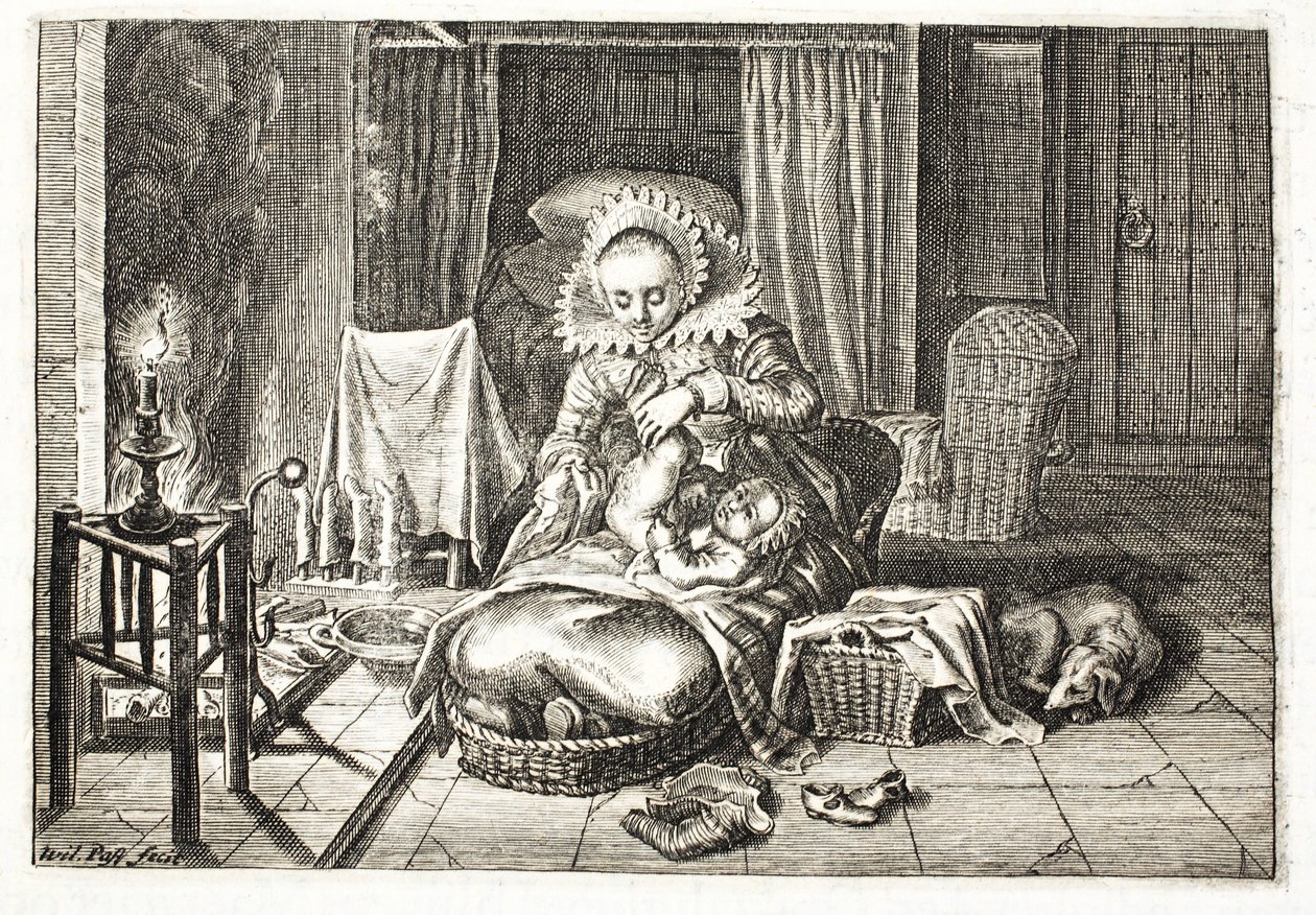 تغيير طفل ، رسم توضيحي من "Emblemata of Zinne-werk" بقلم يوهانس دي برون (1589-1658) ، جان جاكوبس شيبر ، أمستردام ، 1661 بواسطة Willem Van de Passe