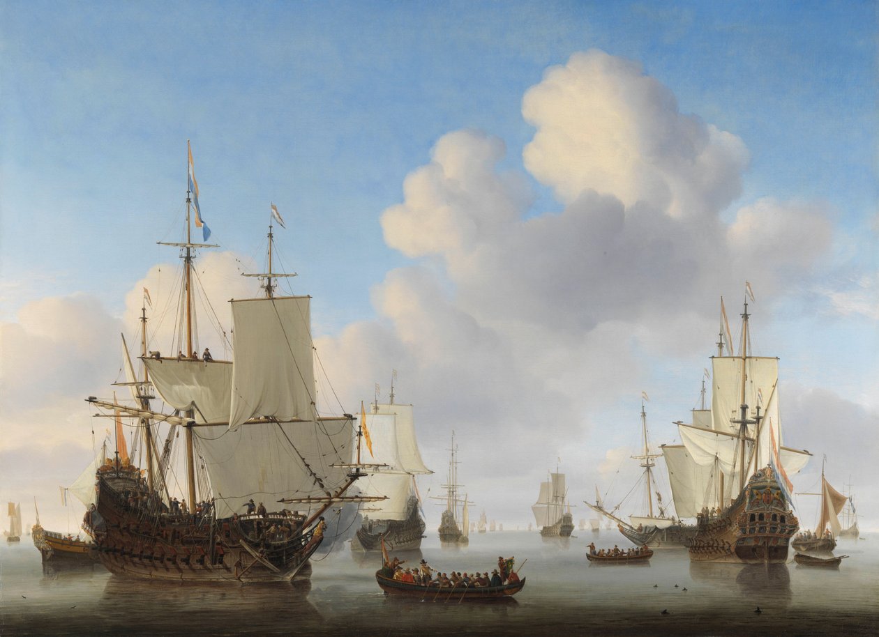 السفن الهولندية في بحر هادئ ، ج. 1665 بواسطة ويليم فان دي فيلدي