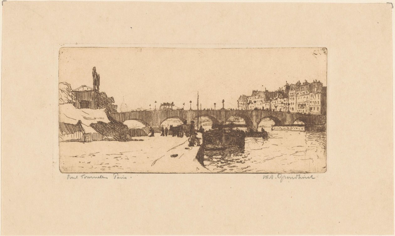 Pont de la Tournelle في باريس بواسطة فيليم أدريانوس جروندهوت (توقيع الفنان)
