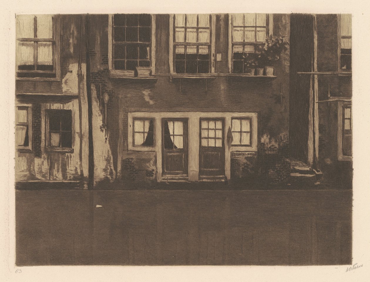 Oudezijds Achterburgwal ، ببابين في الوسط [The Oudezijds Achterburgwal ، مع بابين في الوسط] بواسطة فيليم أرنولد ويتسن
