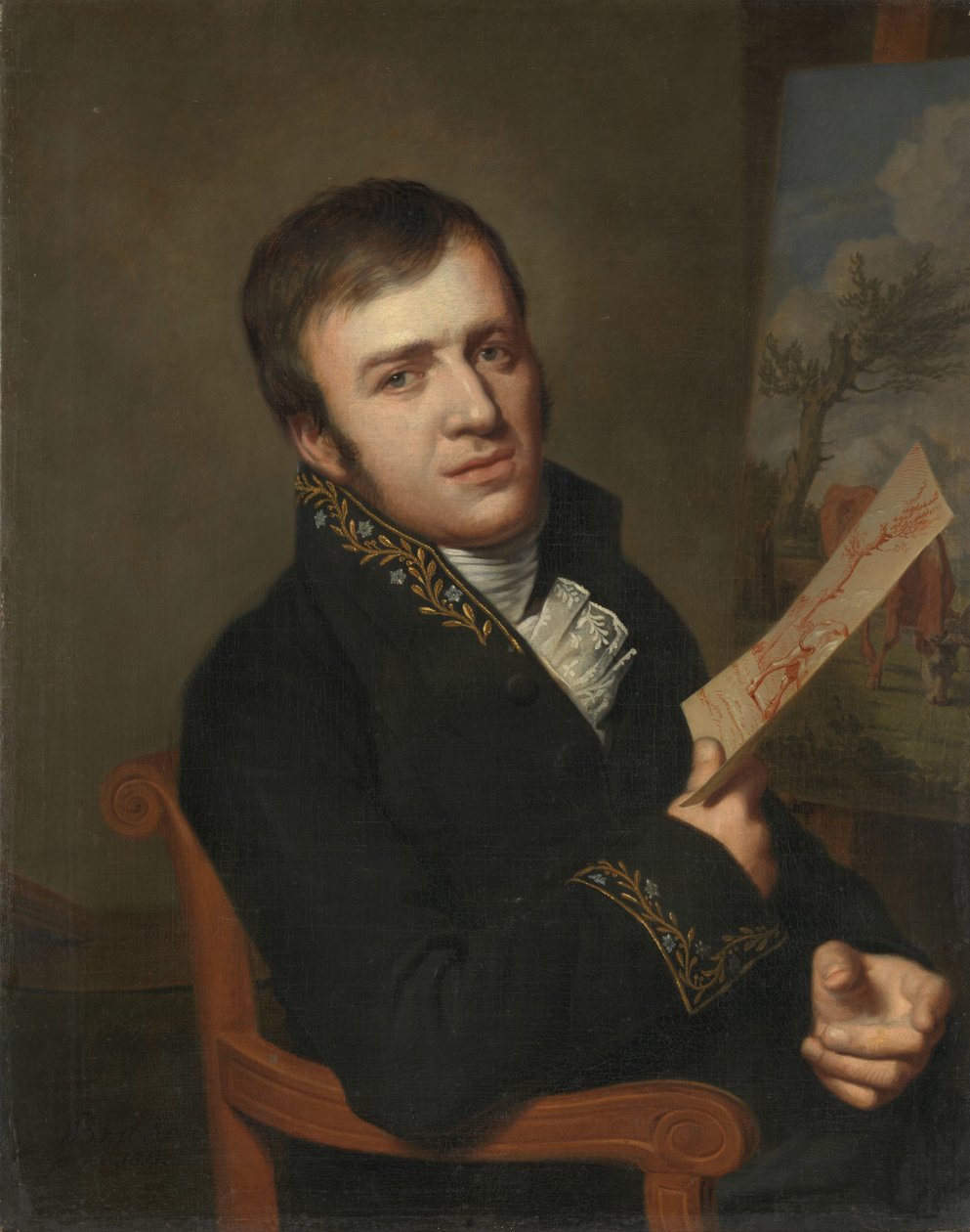 جان (المعمدان) كوبيل الثاني (1778-1814) ، رسام ، بالزي الرسمي لعضو المعهد الملكي للعلوم والآداب والفنون الجميلة بواسطة فيليم بارتيل فان دير كوي