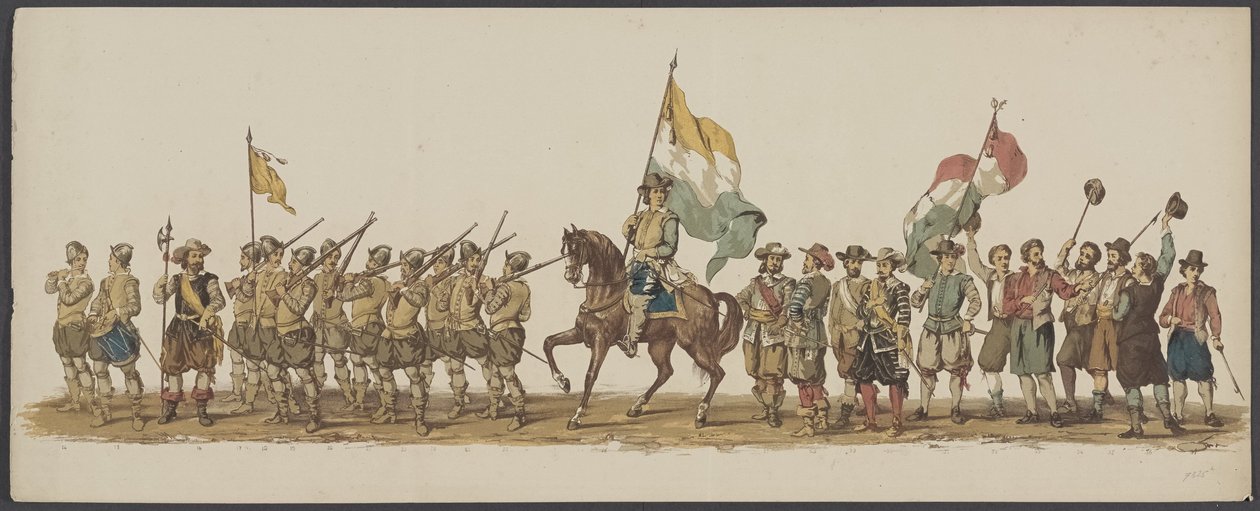 موكب دلفت عام 1862 ، المجموعة الأولى والثانية الرابع لوستروم للأكاديمية الملكية في دلفت - أو. 1862 - Costumed Optogt (عنوان السلسلة على الكائن) بواسطة فيليم برناردوس إجزردرات