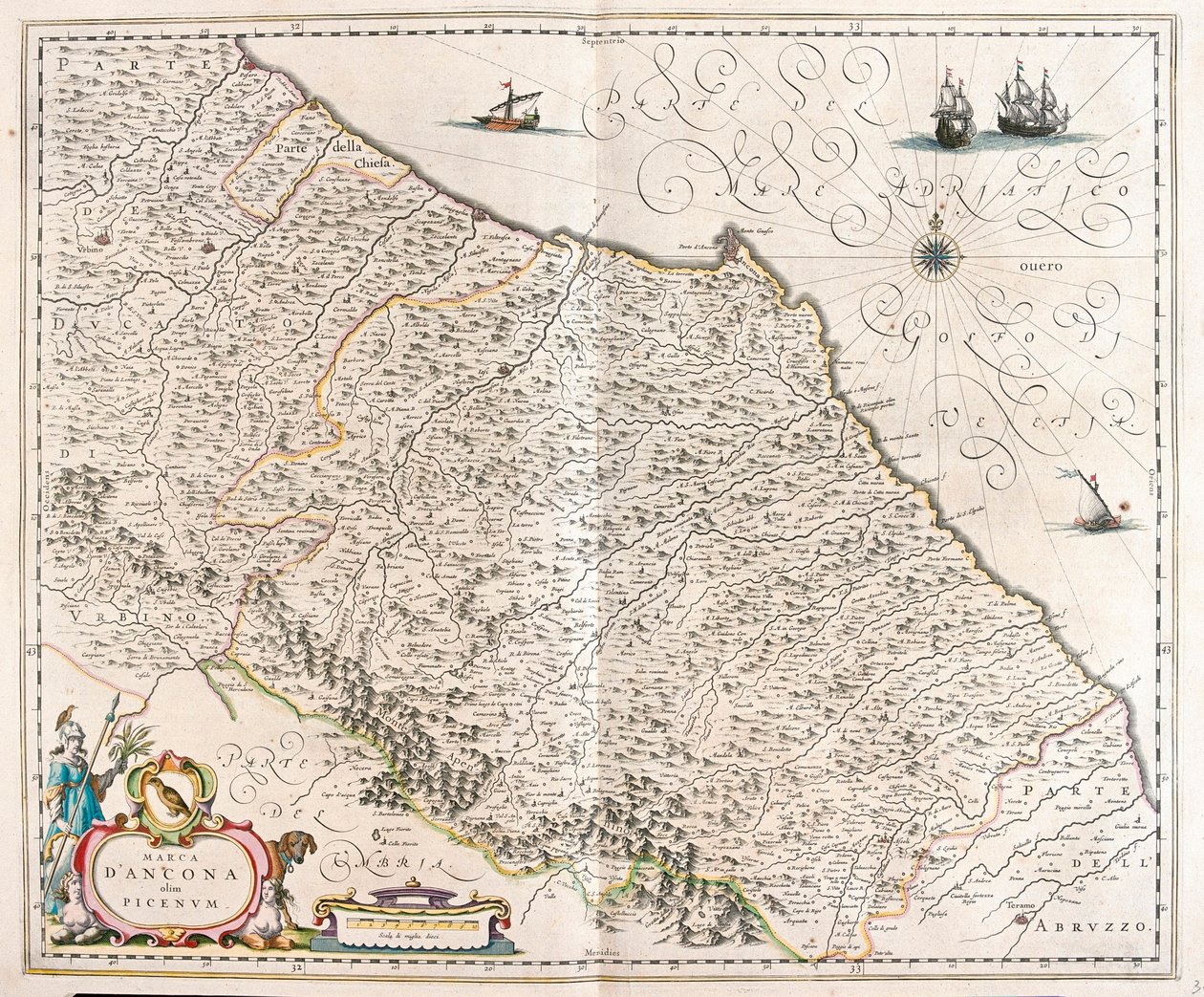 أنكونا، ماركيه، إيطاليا، في "Theatrum Orbis Terrarum, sive Atlas Novus" لويليم بلاو، أمستردام بواسطة ويليم بلاو