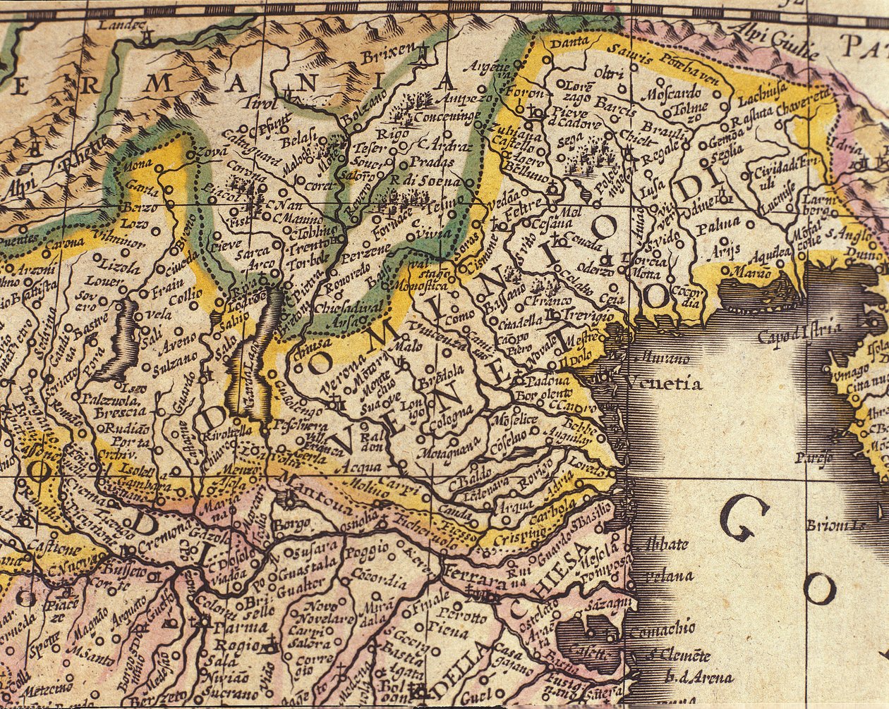 خريطة منطقة البندقية في إيطاليا. أطلس ويليام بلاو (1571-1638) بواسطة ويليم بلاو